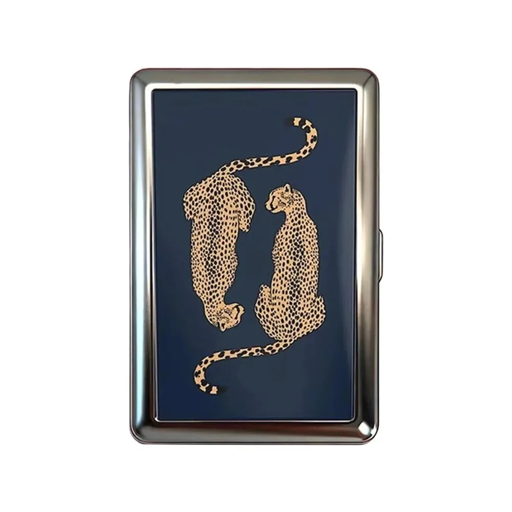 Slim Stainless Steel Wallet – Cheetah Print Design, Card & Cash Holder, Unisex Gift
