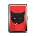 Slim Stainless Steel Wallet – Black Cat Graphic, Card & Cash Holder, Unisex Gift