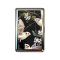 Slim Stainless Steel Wallet – White Bats & Botanical Design, Card & Cash Holder, Unisex Gift